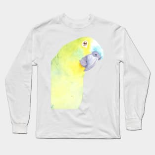 blue fronted amazon watercolor bird Long Sleeve T-Shirt